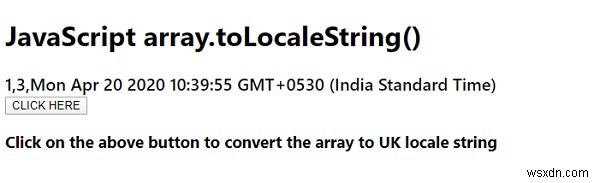 JavaScript array.toLocaleString() ফাংশন 
