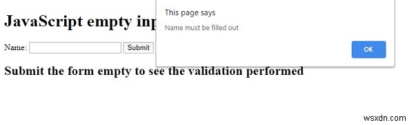 জাভাস্ক্রিপ্টের সাথে খালি ইনপুট ক্ষেত্রগুলির জন্য ফর্ম বৈধতা কীভাবে যুক্ত করবেন? 