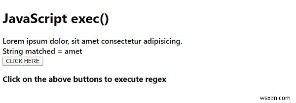 JavaScript exec() পদ্ধতি 