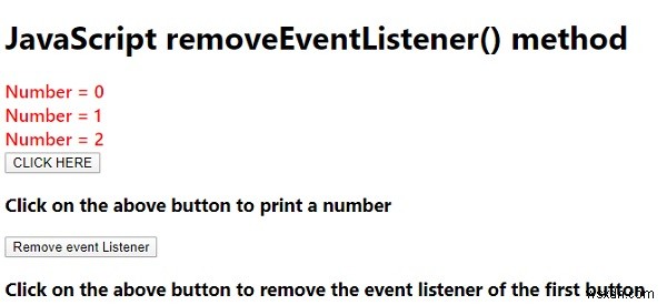 উদাহরণ সহ JavaScript removeEventListener() পদ্ধতি 