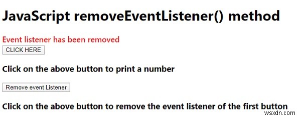 উদাহরণ সহ JavaScript removeEventListener() পদ্ধতি 