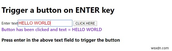 জাভাস্ক্রিপ্ট এন্টার কী-তে একটি বোতাম ট্রিগার করে 