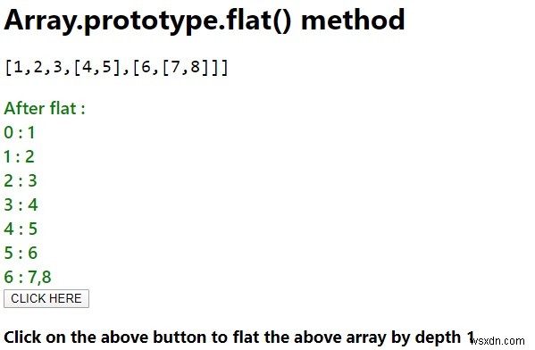 জাভাস্ক্রিপ্টে Array.prototype.flat()। 