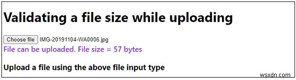 আপলোড করার সময় জাভাস্ক্রিপ্টে একটি ফাইলের আকার যাচাই করা 