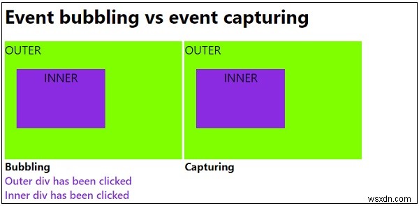 জাভাস্ক্রিপ্টে ইভেন্ট বুদবুদ বনাম ইভেন্ট ক্যাপচারিং? 