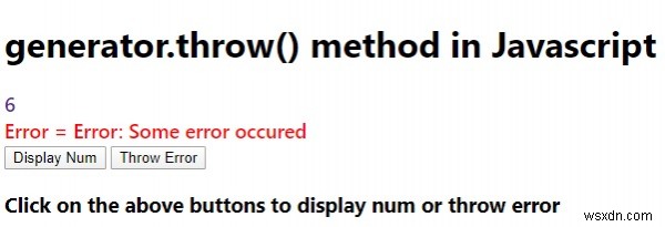 জাভাস্ক্রিপ্টে generator.throw() পদ্ধতি। 