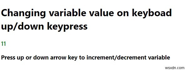 জাভাস্ক্রিপ্ট প্রোগ্রাম কিবোর্ড প্রেসে উপরে/ডাউন গণনা করার জন্য একটি পরিবর্তনশীল পেতে। 