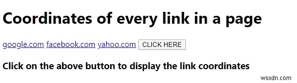 একটি পৃষ্ঠায় প্রতিটি লিঙ্কের স্থানাঙ্ক খুঁজে পেতে জাভাস্ক্রিপ্ট কোড 