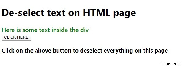 জাভাস্ক্রিপ্ট কোড এইচটিএমএল পৃষ্ঠায় টেক্সট ডি-সিলেক্ট করতে। 