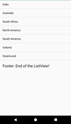 অ্যান্ড্রয়েড লিস্টভিউতে ফুটার কীভাবে যুক্ত করবেন? 