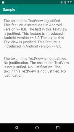 অ্যান্ড্রয়েডে টেক্সটভিউতে পাঠ্যকে কীভাবে জাস্টিফাই করবেন? 