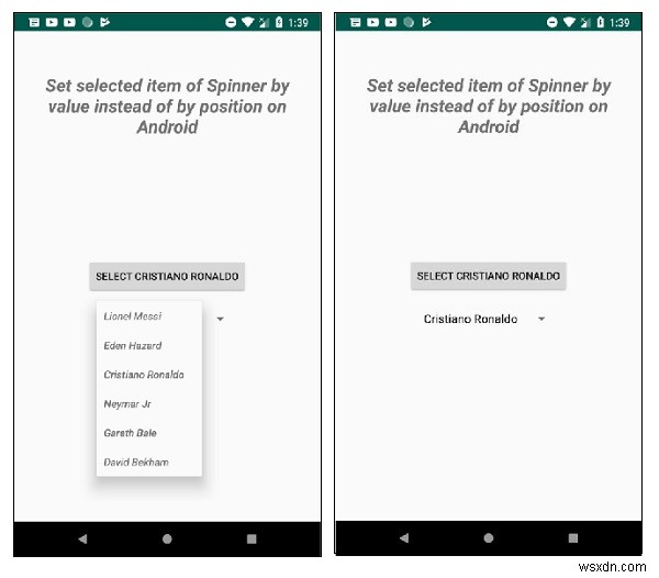 অ্যান্ড্রয়েডে অবস্থানের পরিবর্তে মান অনুসারে স্পিনারের নির্বাচিত আইটেম কীভাবে সেট করবেন? 