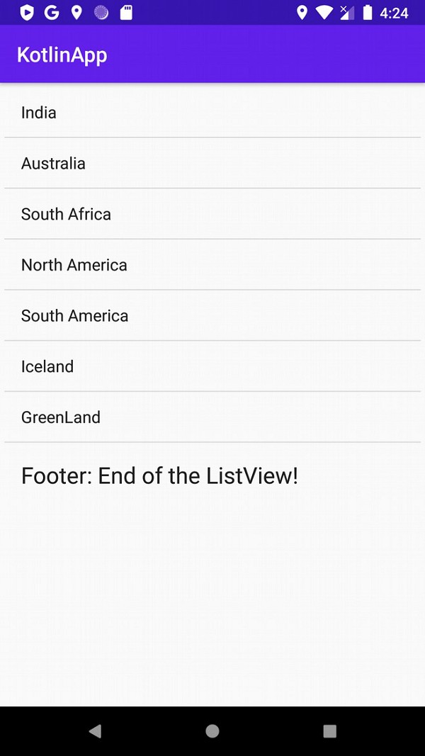 কোটলিন ব্যবহার করে অ্যান্ড্রয়েড লিস্টভিউতে একটি ফুটার কীভাবে যুক্ত করবেন? 