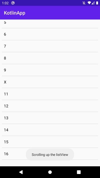 কোটলিন ব্যবহার করে অ্যান্ড্রয়েড লিস্টভিউতে স্ক্রোল আপ এবং স্ক্রোল ডাউন কীভাবে সনাক্ত করবেন? 