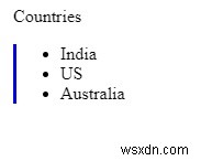 CSS ব্যবহার করে একটি নীল বাম সীমানা সহ তালিকা 