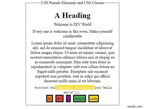 ছদ্ম-উপাদান এবং CSS ক্লাস 