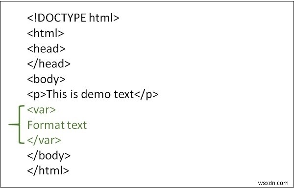 আমরা কিভাবে HTML এ  var  ট্যাগ ব্যবহার করে ভেরিয়েবল ফরম্যাটিং করব? 