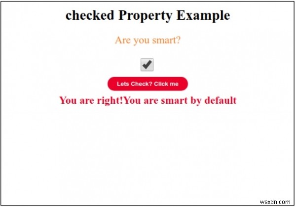 HTML DOM ইনপুট চেকবক্স ডিফল্ট চেক করা সম্পত্তি 