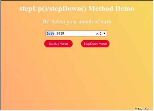 HTML DOM ইনপুট মাস stepDown() পদ্ধতি 