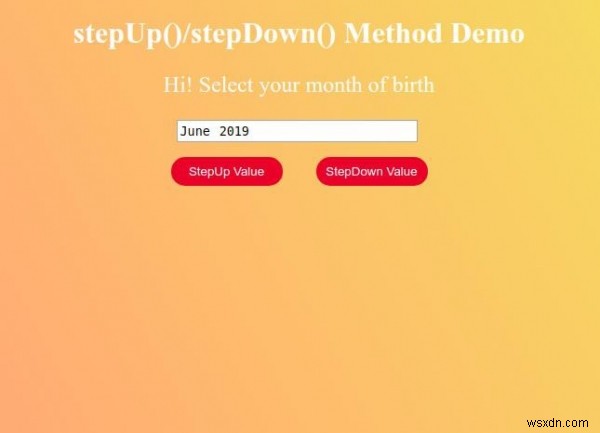 HTML DOM ইনপুট মাস stepDown() পদ্ধতি 