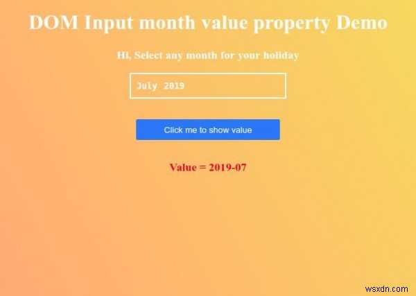 HTML DOM ইনপুট মাসের মান সম্পত্তি 