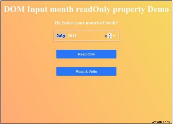 HTML DOM ইনপুট মাস শুধুমাত্র পঠনযোগ্য সম্পত্তি 