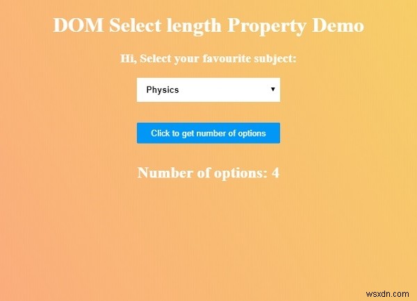 HTML DOM নির্বাচন দৈর্ঘ্য বৈশিষ্ট্য 