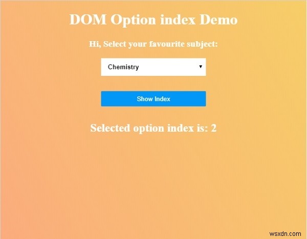 HTML DOM অপশন ইনডেক্স প্রপার্টি 