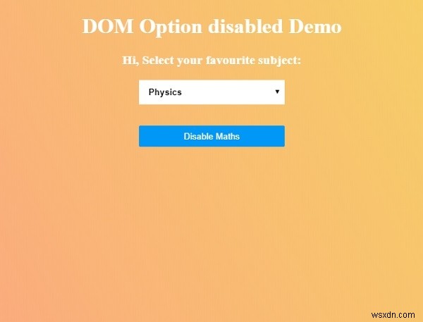 HTML DOM অপশন নিষ্ক্রিয় সম্পত্তি 