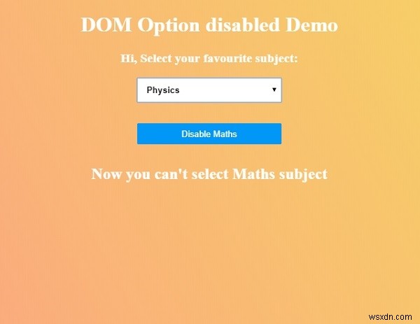 HTML DOM অপশন নিষ্ক্রিয় সম্পত্তি 
