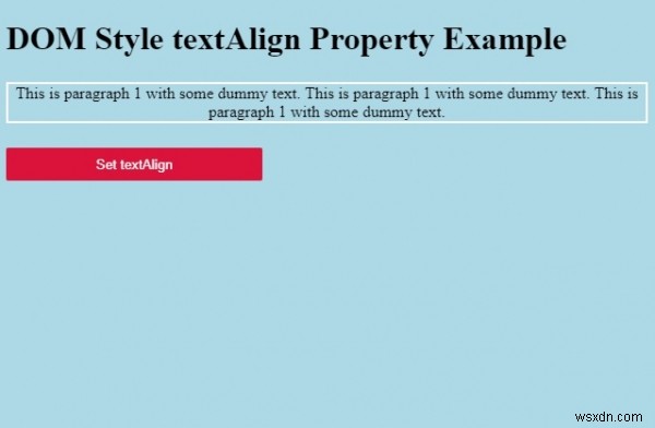 HTML DOM শৈলী textAlign প্রপার্টি 