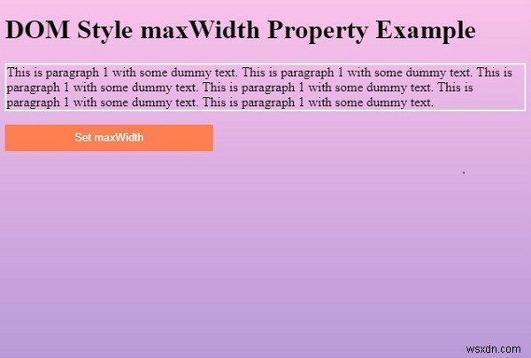 HTML DOM শৈলী maxWidth প্রপার্টি 