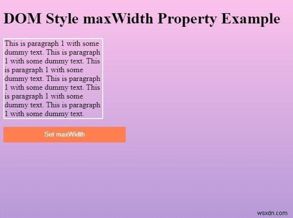 HTML DOM শৈলী maxWidth প্রপার্টি 