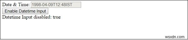 HTML DOM ইনপুট তারিখ সময় নিষ্ক্রিয় বৈশিষ্ট্য 