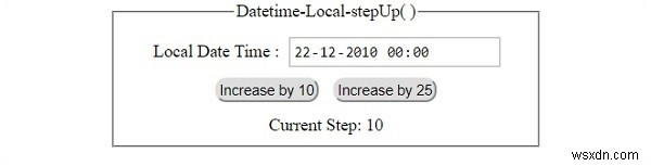 এইচটিএমএল ডম ইনপুট ডেটটাইম লোকাল স্টেপআপ( ) পদ্ধতি 