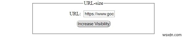 HTML DOM ইনপুট ইউআরএল সাইজ প্রপার্টি 