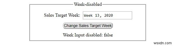 HTML DOM ইনপুট সপ্তাহ নিষ্ক্রিয় সম্পত্তি 