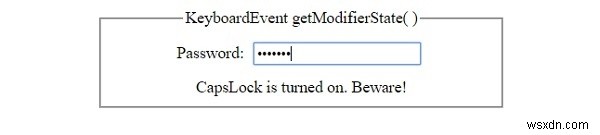 HTML DOM কীবোর্ড ইভেন্ট getModifierState( ) পদ্ধতি 