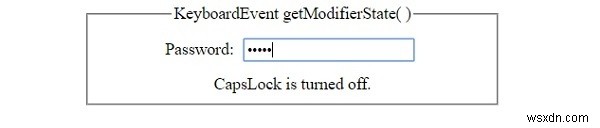 HTML DOM কীবোর্ড ইভেন্ট getModifierState( ) পদ্ধতি 