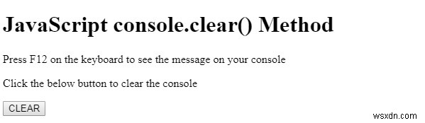 HTML DOM console.clear() পদ্ধতি 