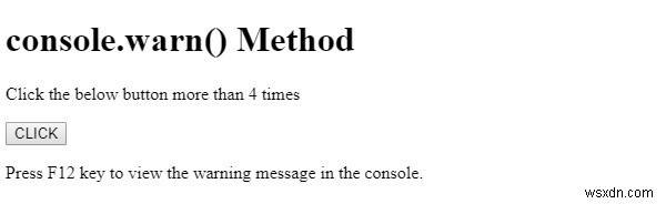 HTML DOM console.warn() পদ্ধতি 