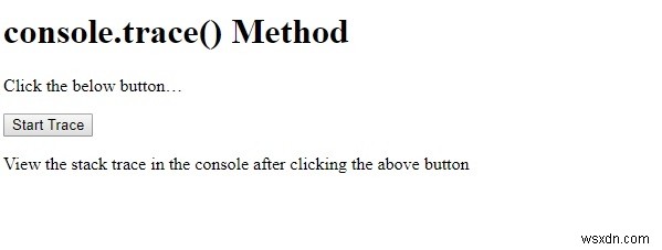 HTML DOM console.trace() পদ্ধতি 