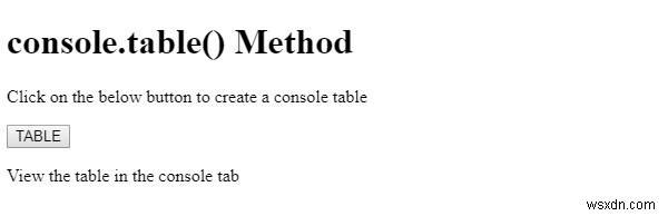 HTML DOM console.table() পদ্ধতি 
