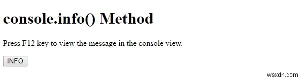 HTML DOM console.info() পদ্ধতি 