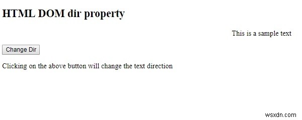 HTML DOM dir সম্পত্তি 