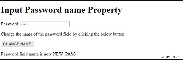 HTML DOM ইনপুট পাসওয়ার্ড নাম সম্পত্তি 