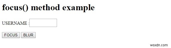 HTML DOM ফোকাস() পদ্ধতি 