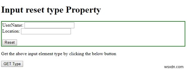 HTML DOM ইনপুট রিসেট টাইপ প্রপার্টি 