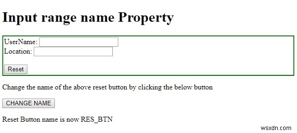 HTML DOM ইনপুট রিসেট নামের সম্পত্তি 
