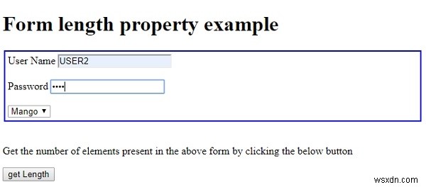 HTML DOM ফর্ম দৈর্ঘ্য সম্পত্তি 